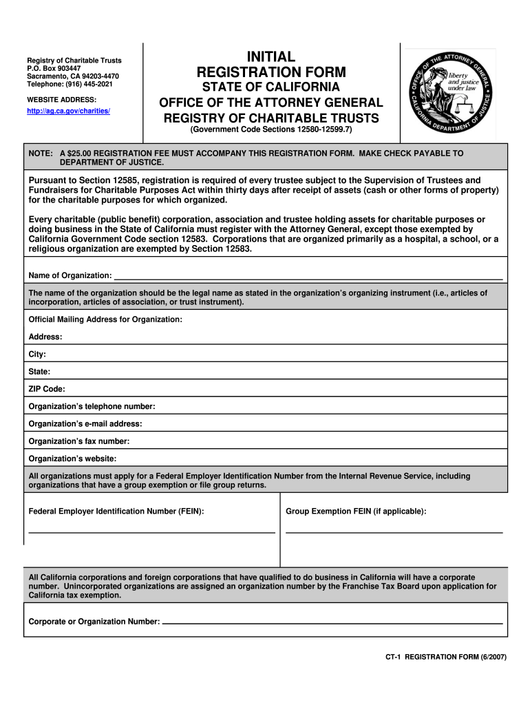 20072023 CA Charities Form CT1 Fill Online, Printable, Fillable