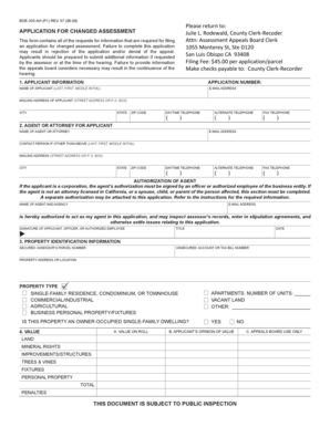 California Application for Changed Assessment
