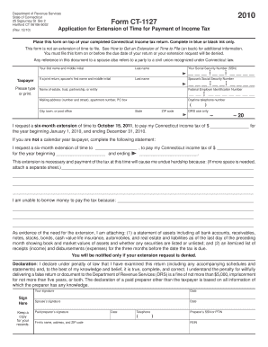 Connecticut Income Tax Extension Form CT-1127