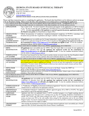 Georgia Physical Therapy Licensure Application