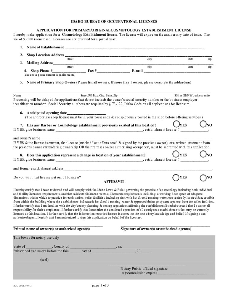 contiguous license idaho Preview on Page 1