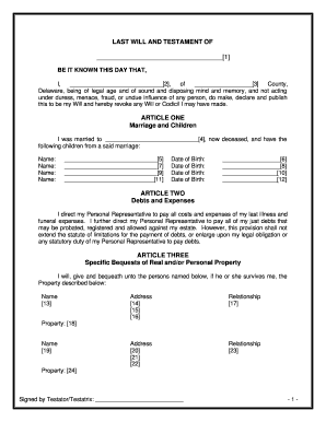 Last Will and Testament Template