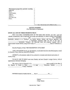 Quitclaim Deed Template