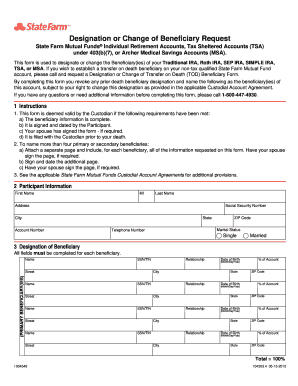 2012 Form Statefarm Designation Change Beneficiary Request ...