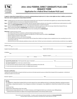 Federal Direct Graduate PLUS Loan Request Form