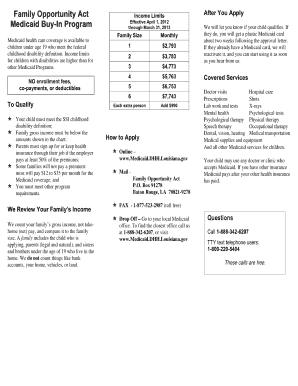 family opportunity act louisiana form