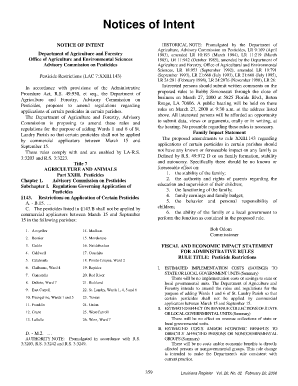 NOTICE OF INTENT Department of Agriculture and Forestry Seed Commission Fees Bulk Certification Requirements (LAC 7XIII - doa louisiana