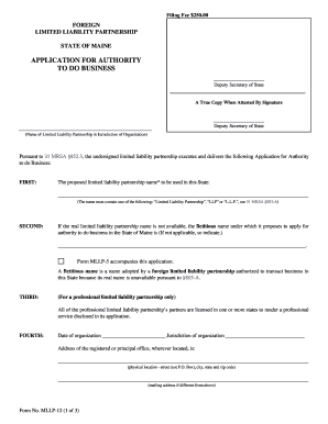 APPLICATION FOR AUTHORITY TO DO BUSINESS - Maine . gov - maine