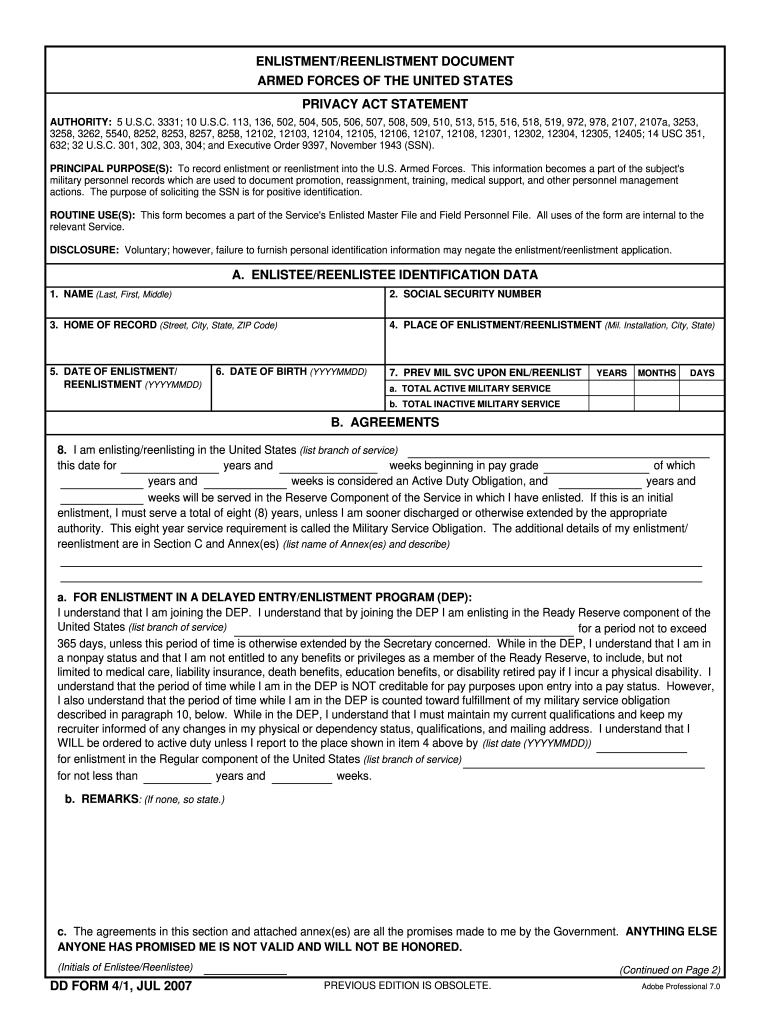 Dd Form 4 Annex A Dd Form 4 Annex A