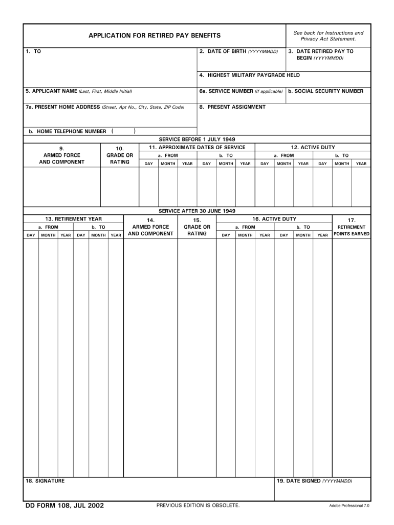 Dd Form 108 Fill Online Printable Fillable Blank PdfFiller