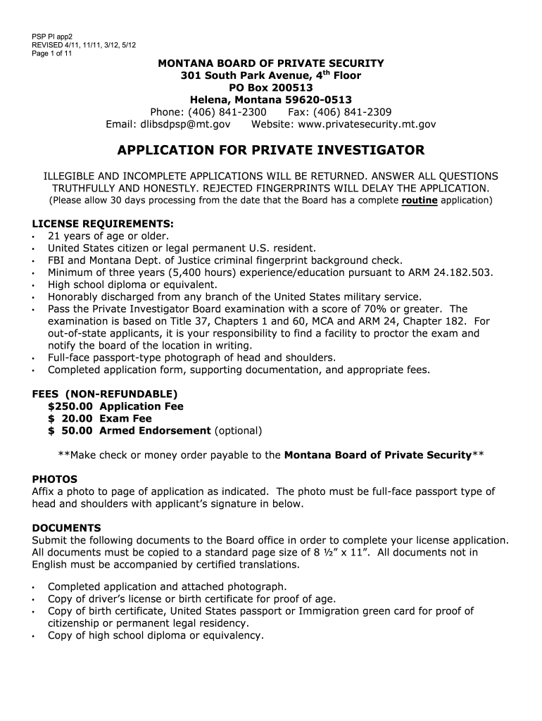 montana board of private security Preview on Page 1