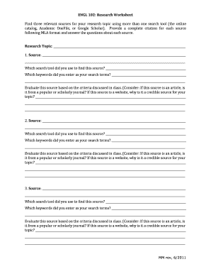ENGL 102 Research Worksheet