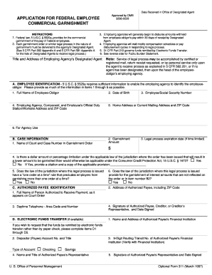 Federal Employee Commercial Garnishment Application