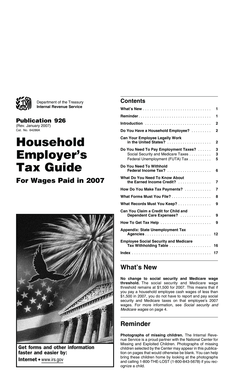 IRS Publication 926 Household Employer's Tax Guide