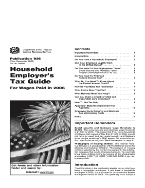 Publication 926 Household Employee Tax Guide