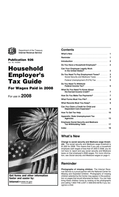 IRS Publication 926 Household Employer's Tax Guide 2008