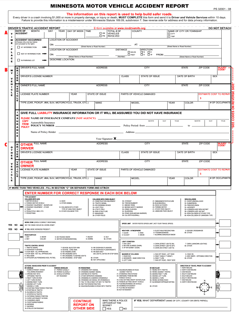 Minnesota Motor Vehicle Crash Report Fill Online Printable Fillable Minnesota Motor Vehicle Crash Report Fill Online Printable Fillable