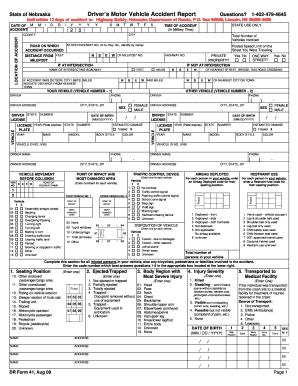 Nebraska Motor Vehicle Accident Report