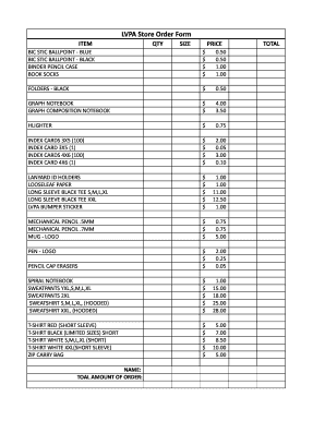 store order form.xls - lvpa