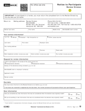 WorkSafeBC Notice to Participate