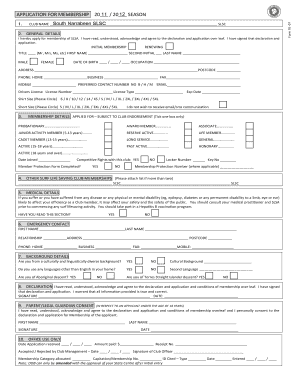 Surf Life Saving Australia Membership Application