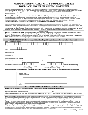 Forbearance Request for National Service Form