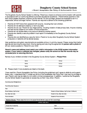 Dougherty County i-Parent Acceptable Use Policy Form