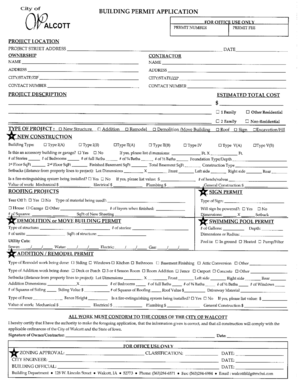 City 'if BUILDING PERMIT APPLICATION - City of Walcott