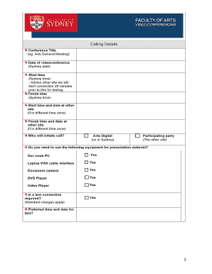 Faculty of Arts - Video Conferencing - Booking Form - The University ... - sydney edu