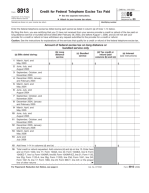 IRS Form 8913 Credit for Federal Telephone Excise Tax