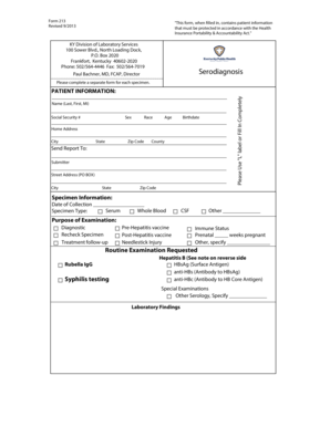 Form 213 Patient Information