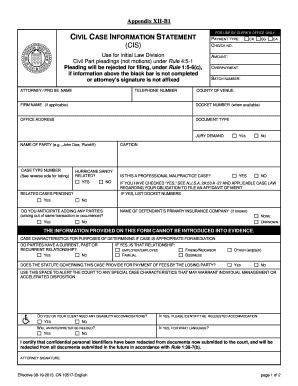 Civil Case Information Statement