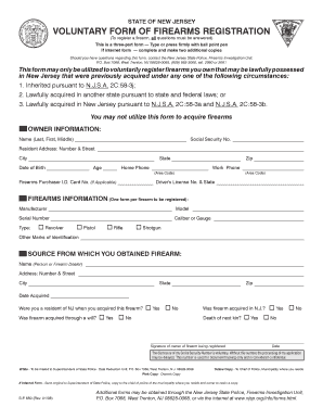New Jersey Firearms Registration Form