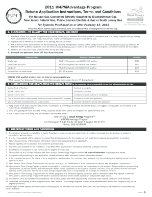 2011 WARMAdvantage Program Rebate Application