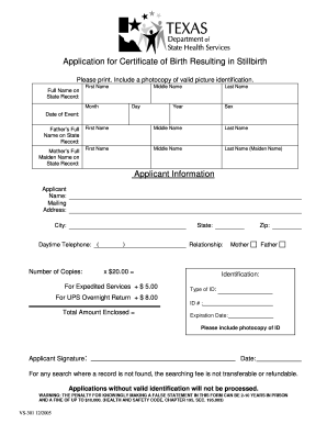 fetal death certificate