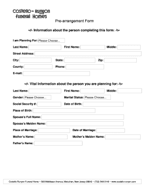 Pre-Arrangement Form