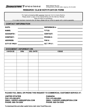 Research/Claim Notification Form