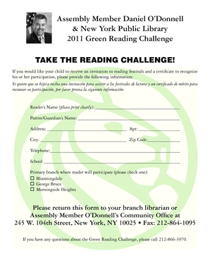 New York Green Reading Challenge Form