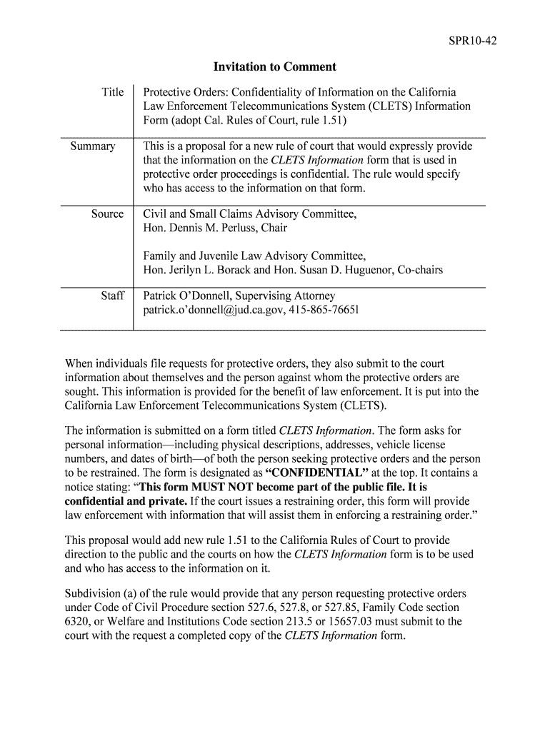 gov invitationstocomment - courts ca Preview on Page 1