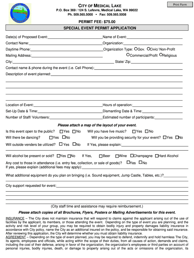 City of Medical Lake Special Event Policies and Procedures - medical-lake Preview on Page 1