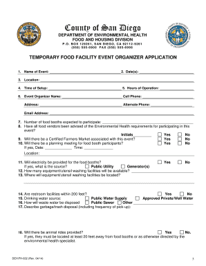County of san diego temporary food facility organizersponsor application form
