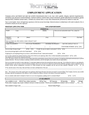 Employment Application Form