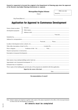 Western Australian Development Approval Form
