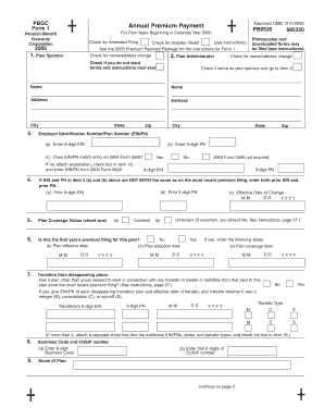 PBGC Form 1 Annual Premium Payment