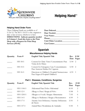 Helping Hands Non-English Order Form