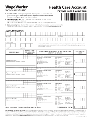 WageWorks Health Care Account Pay Me Back Claim Form