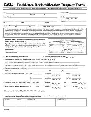 CSU Residence Reclassification Request Form