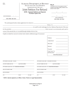 Alabama Joint Petition For Refund