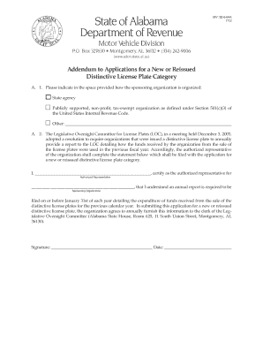 GENERAL PROCEDURES FOR CREATING DISTINCTIVE LICENSE - revenue alabama