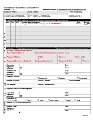 ICS-213RR Resource Request Form